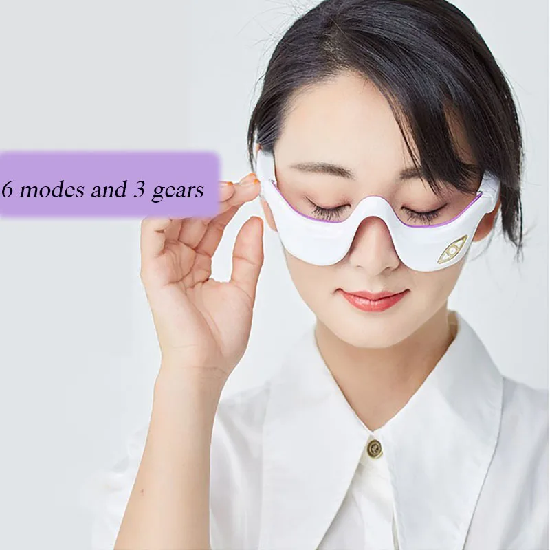 Masajeador ocular 3D Universal, instrumento de protección ocular de microcorriente para eliminar el círculo oscuro, seis modos, tres engranajes, compresa caliente