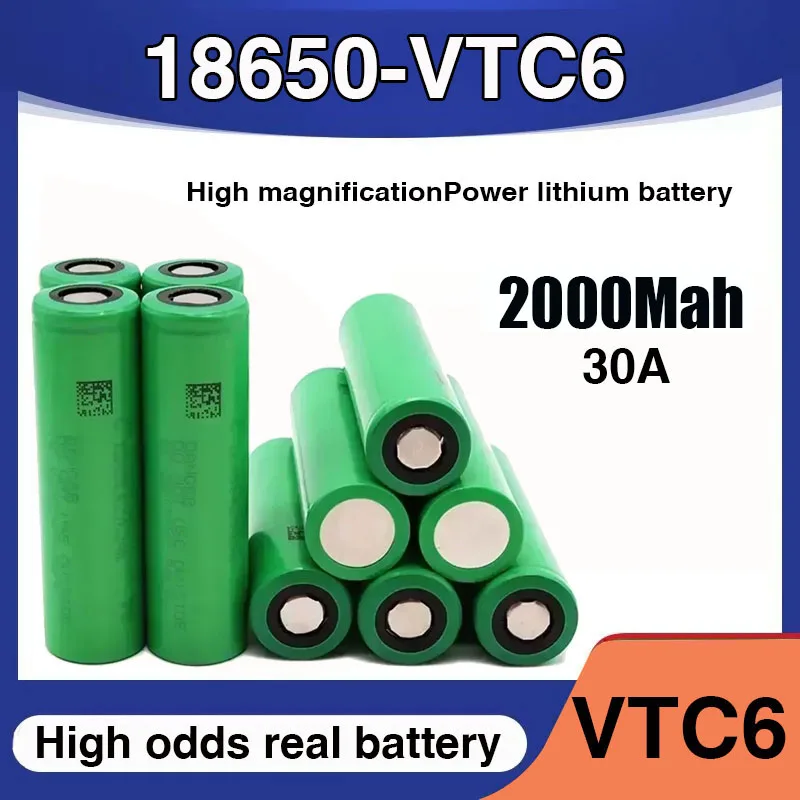 

VTC6 3.7V 2000mAh rechargeable Li-ion battery 18650 for Sony US18650VTC6 30A Toys flashlight tools