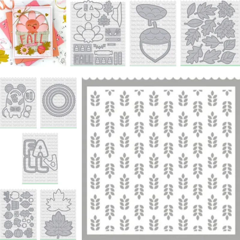 Leaves Leaf Gingham Wheat Metal Cutting Dies & Stencil Scrapbook Diary Decoration Stencil Embossing Template DIY Greeting Card
