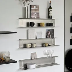 One-word baffle stainless steel I-shaped rack Wall-mounted multi-layer wall display rack Wall decorative display rack