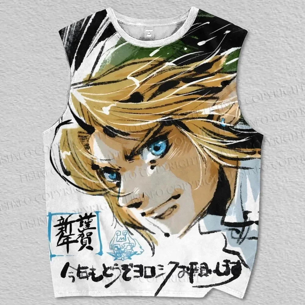 Zelda Link Unisex Basketball Jersey, Japanese Anime Fashion Sleeveless Basketball Shirt, Quick-dry Breathable Mesh Tank Top