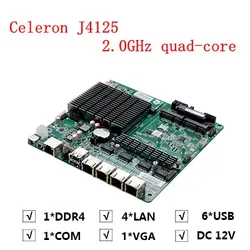 Firewall Motherboard j4125 2.0G multi network port router  2.5G Gigabit Lan RJ45 COM Mini ITX Firewall Server Motherboard