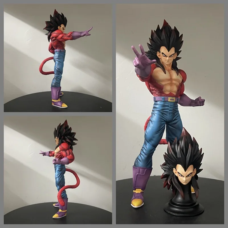Estatua de Vegeta Super Saiyan SS4 con Doble Escultura de Cabeza, Adorno de Escritorio para Coleccionistas y Entusiastas del Anime