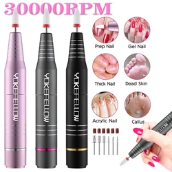 30000RPM Electric Nail Drill Machine USB Nail Polish Pen Manicure Tool Portable Nail File Milling Cutter Equipment For Salon