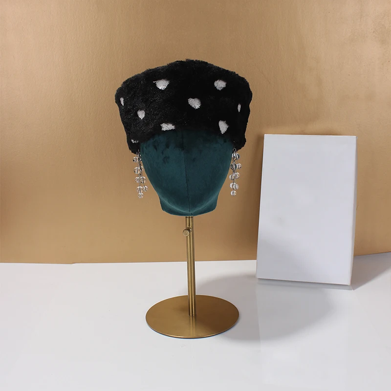 Winter Fuzzy Beret With Heart Embroidery And Storage Pouch Women's Warm Hats Outdoor Activities And Travel Wholesale