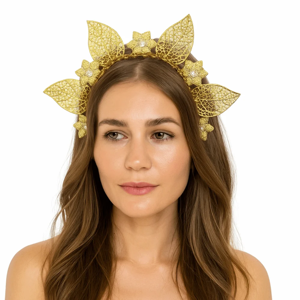 

Повязка на голову с ореолом цветочной богини и стразами, солнцезащитная женская повязка для волос Aureole, преувеличенный традиционный праздничный обруч для волос, аксессуар в стиле Лолиты