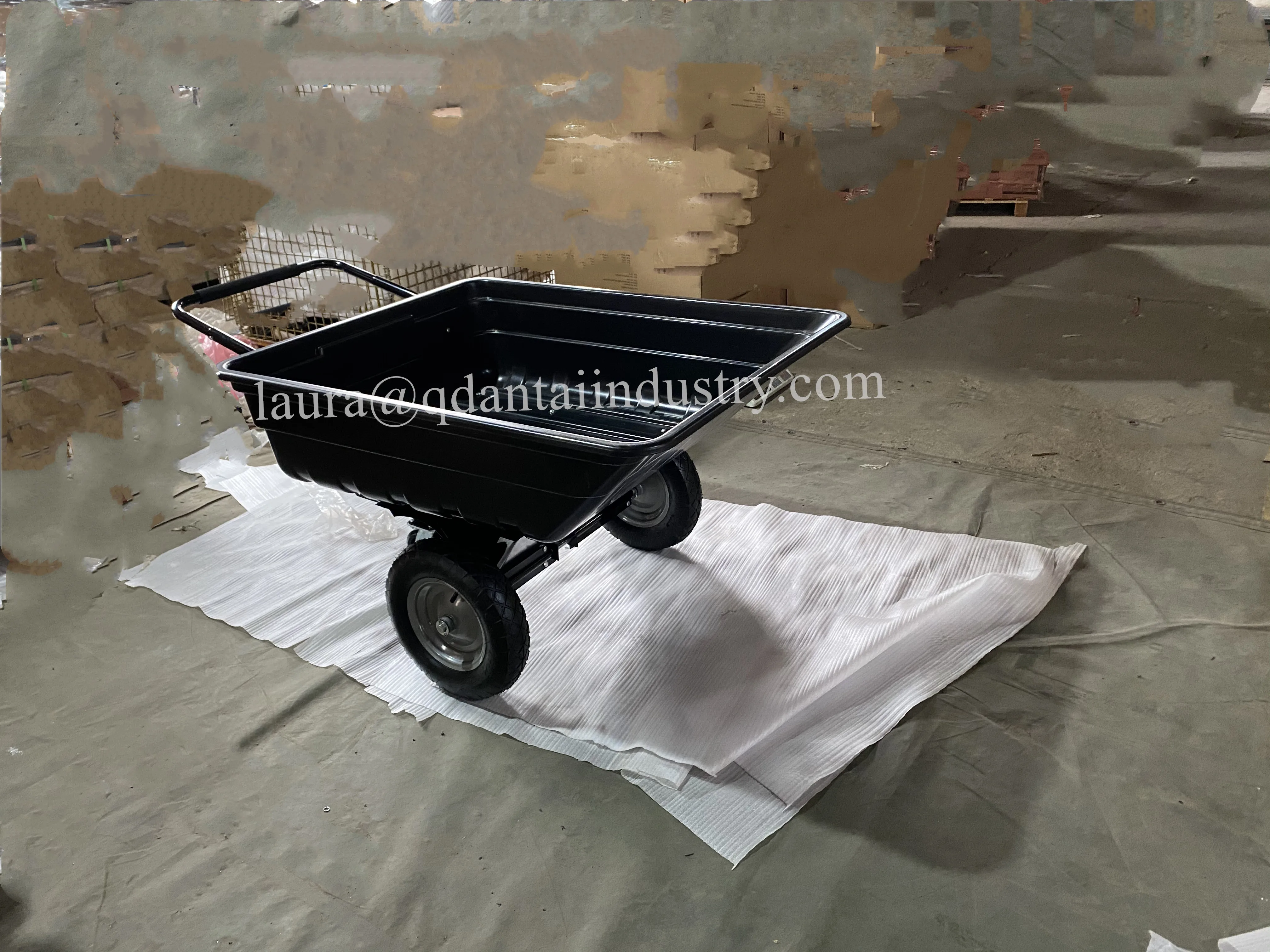 ATV Trailer Garden Transportation Tow Tipping Quad Farm Horses Heavy Duty Tractor Dump Utility Cart