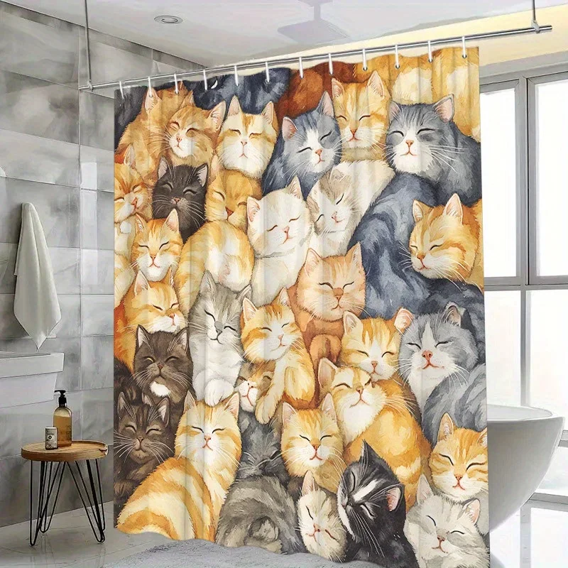 

Different cat shower curtains - waterproof, easy to clean, adding boldness and modernity to your bathroom decor