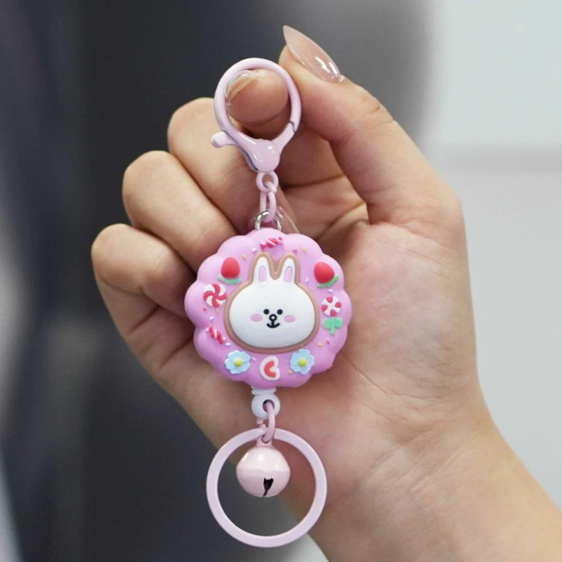 Brown Bear Cute Anime Cartoon Silicone Male and Female Access Card Anti-Lost Retractable Pull Keychain Pendant Holiday Gift