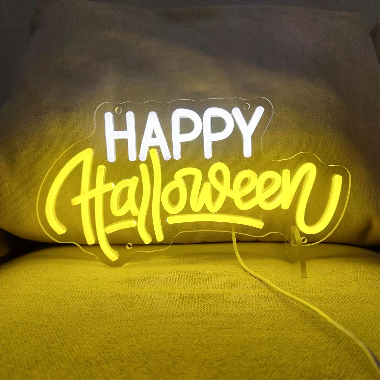 Happy Halloween Neon Signs for Wall Decor, Neon Light Sign Party Decor Halloween Theme LED Light Sign for Bedroom 13.3" x 7.1"
