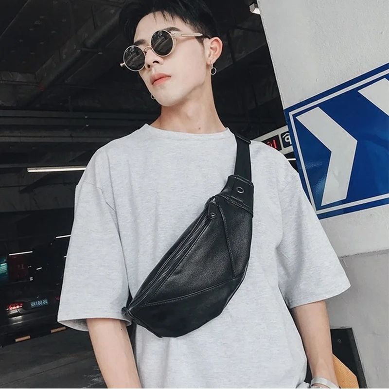 New Waist Pack Fashion Luxury Waist Bag Locomotive Style Men Chest Pack Fanny Pack High Quality Leather Hip Package Banana Bags