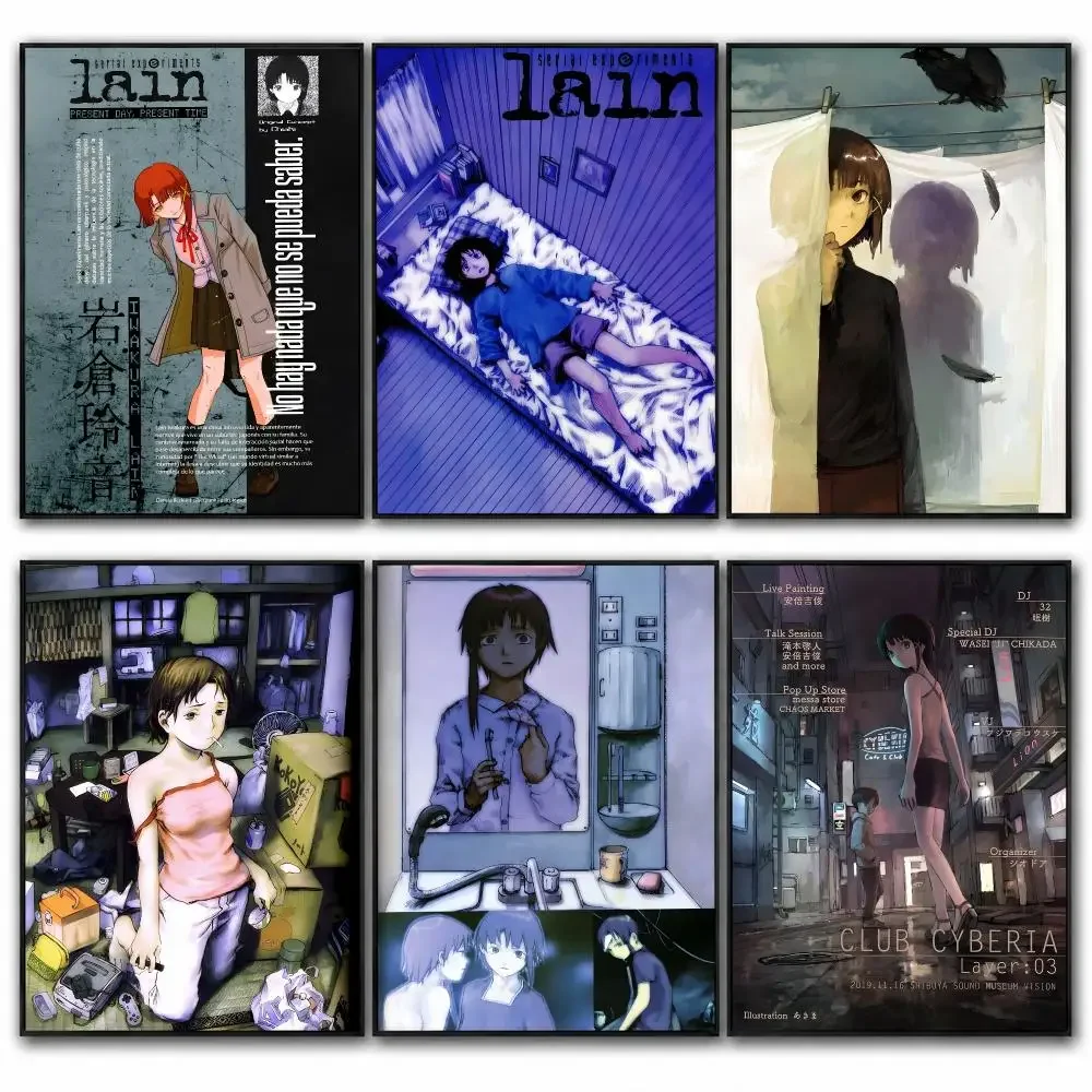 Retro Anime Serial Experiments Lain Poster HD poster wall art self-stick no-residue for home cafe office great gift