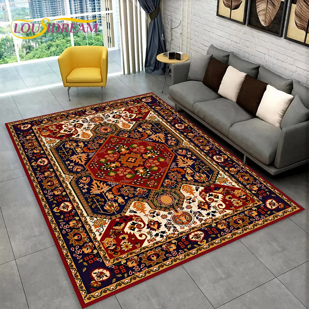 Turkey Persian Bohemian Area Rug Large,Carpet Rug for Living Room Bedroom Sofa Doormat Decoration,Kid Play Non-slip Floor Mat