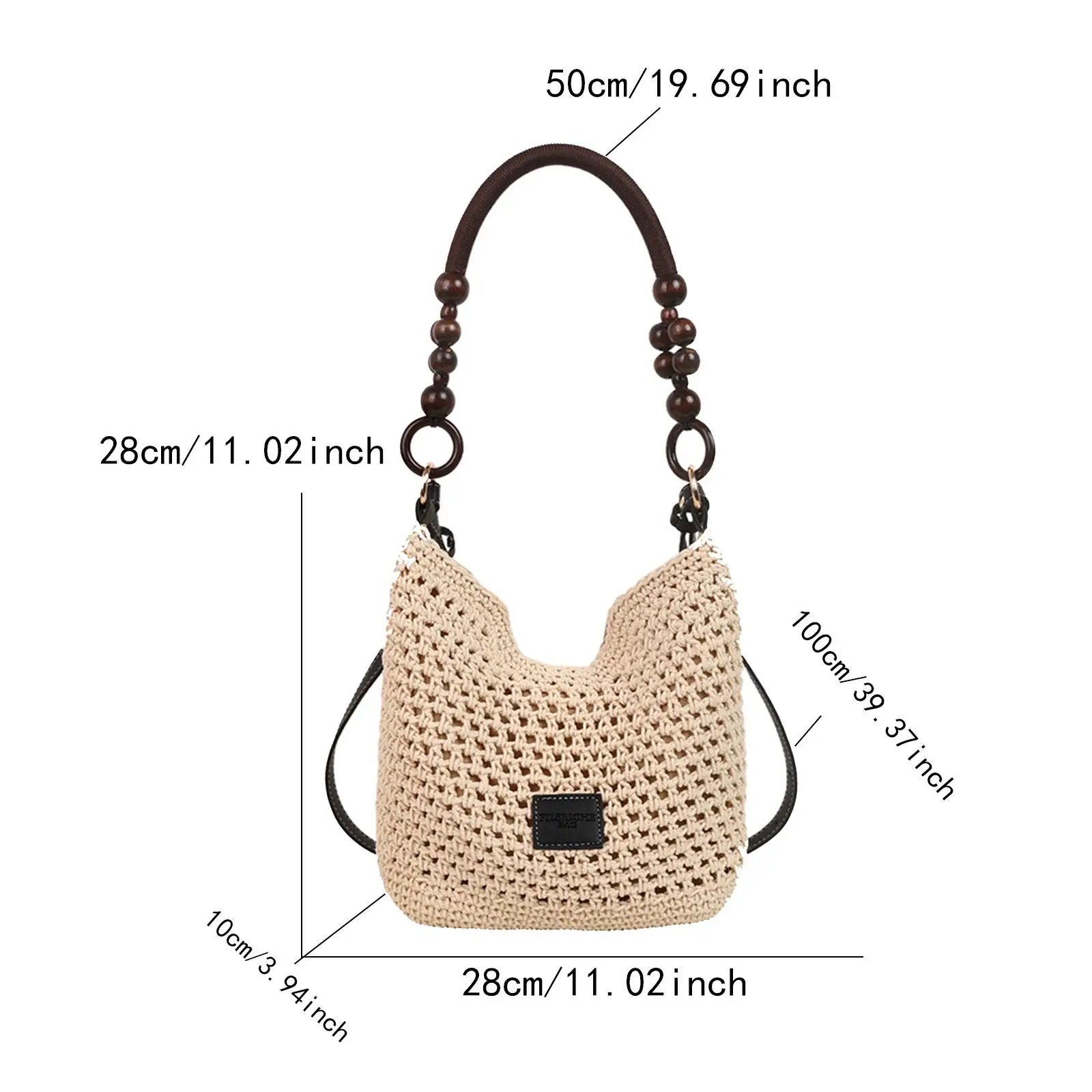 حقيبة شاطئ كروشيه حقيبة كتف كلاسيكية مجوفة للسفر اليومي