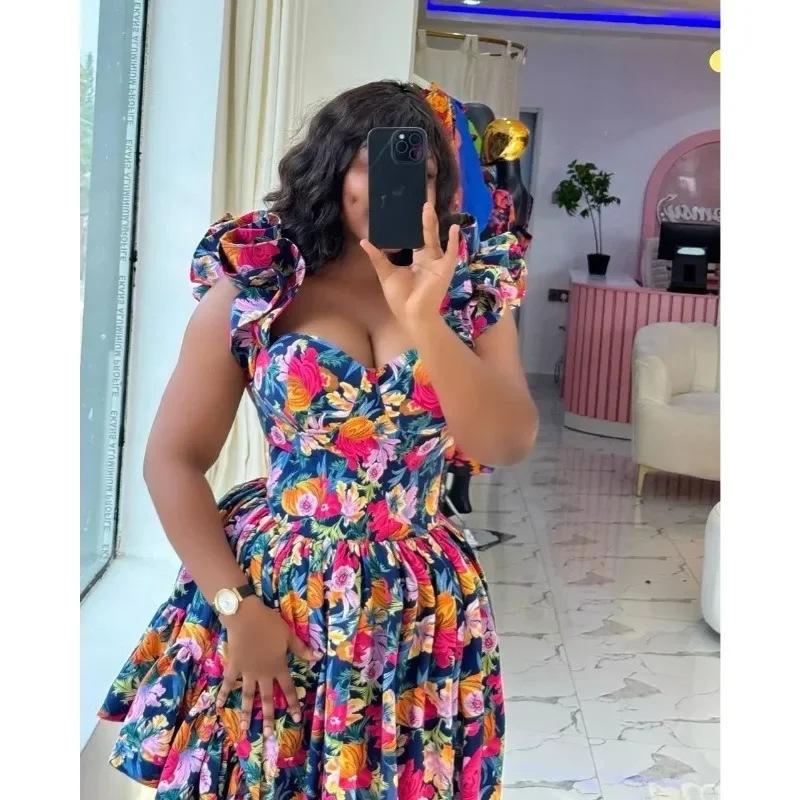 

Spring Summer Trend Asymmetric Stunning Flower Print Dresses For Every Occasion Women Elegant V-neck Pleated Casual Strap Dress