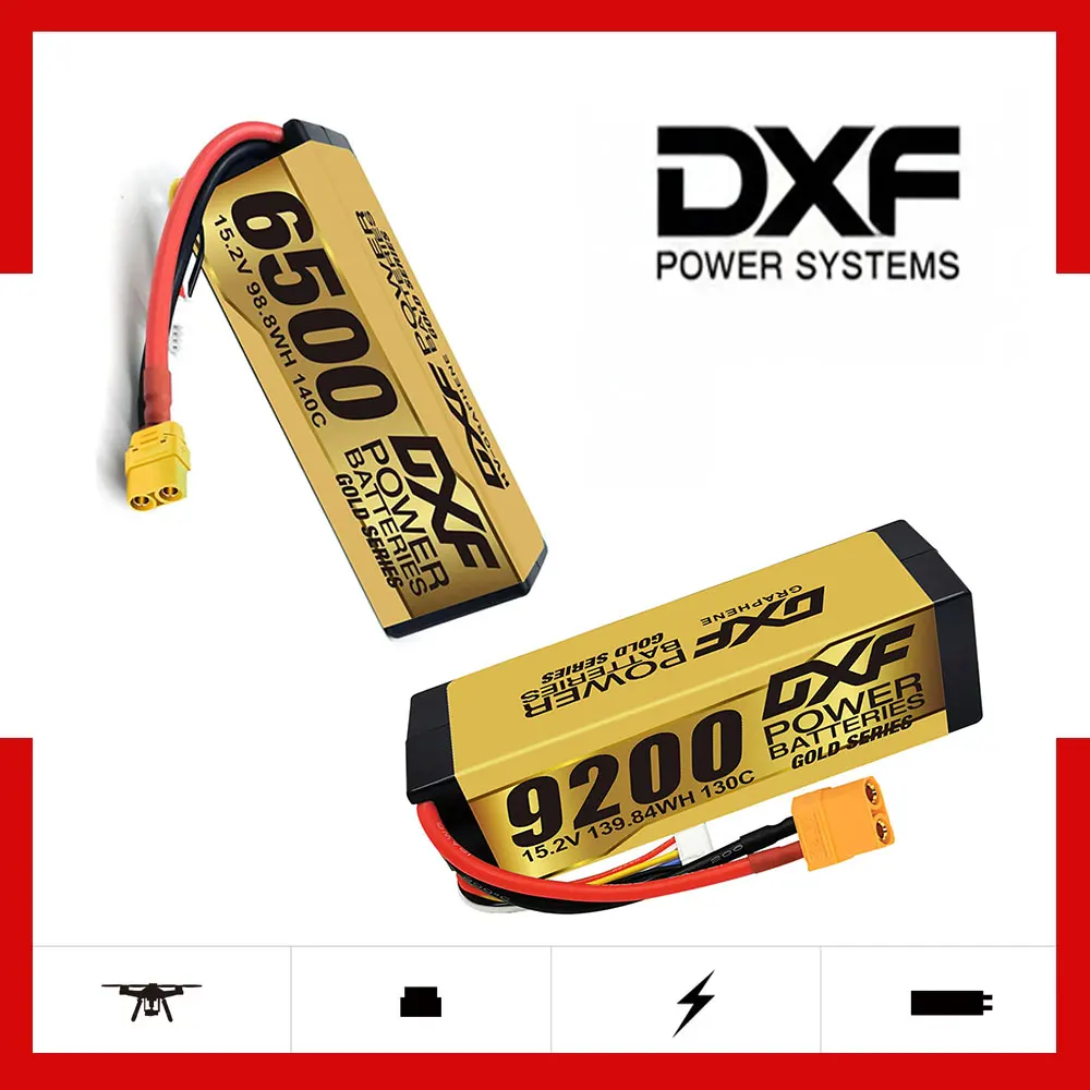 

DXF 4S Lipo Battery 15.2V 140C 130C 6500mAh 9200mAh XT90 Plug Hardcase LCG for 1/8 Buggy Graphene Truggy Offroad Car RACING