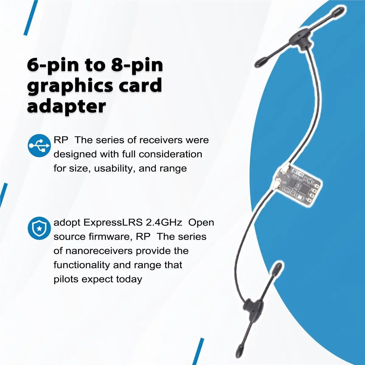 

~AT371 Arrival-RP3 Dual Antenna Receiver Diversity ExpressLRS ELRS 2.4GHZ Nano Receiver for RC Airplane FPV Freestyle Tinywhoop