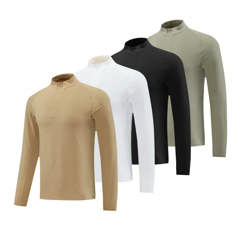 

PRAYGER Men's Invisible Zipper Tops Quick Dry Long Sleeves Shaper Sports T-shirt Outdoor Casual Fit Body Clothes