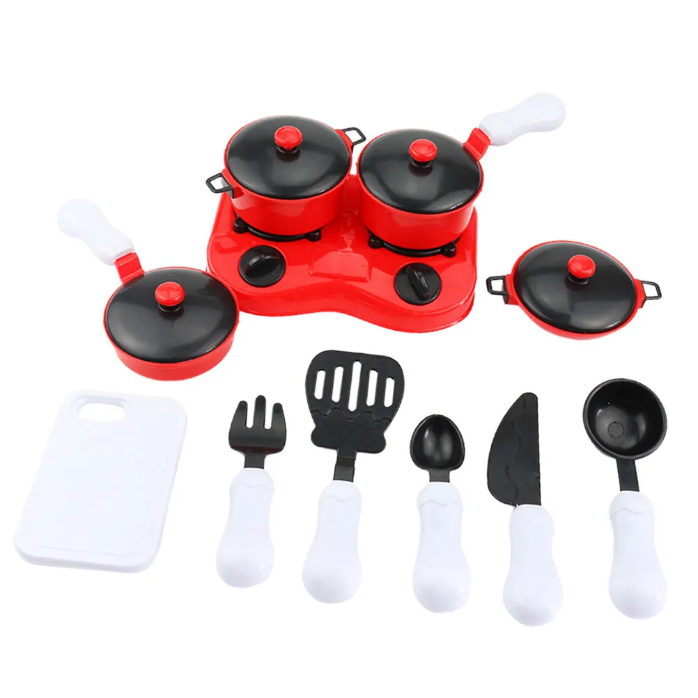 

1Set Simulation Kitchen Cooking Kit Cartoon Mini Role Play House Educational Simulated Cooker Plastic Tableware for Kids