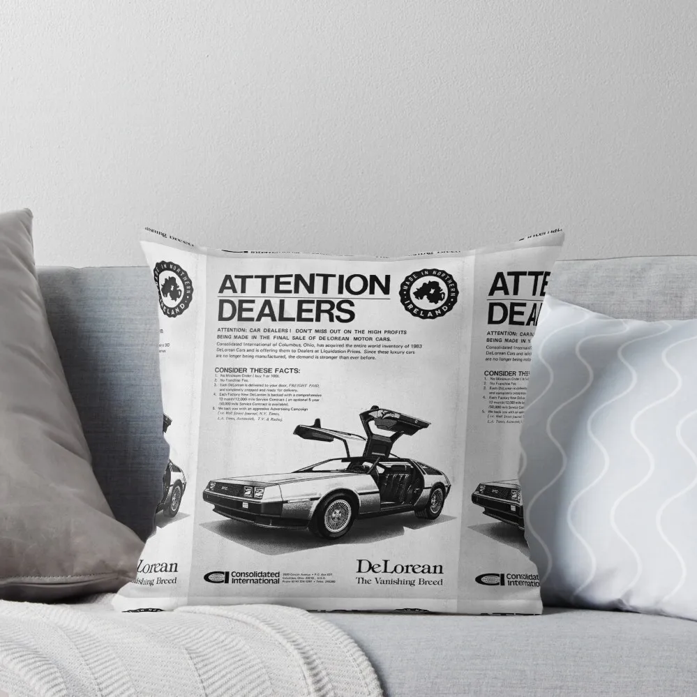 Attention Dealers! DeLoreans for sale Throw Pillow Cushions Home Decor Cusions Cover Cushions Cover pillow