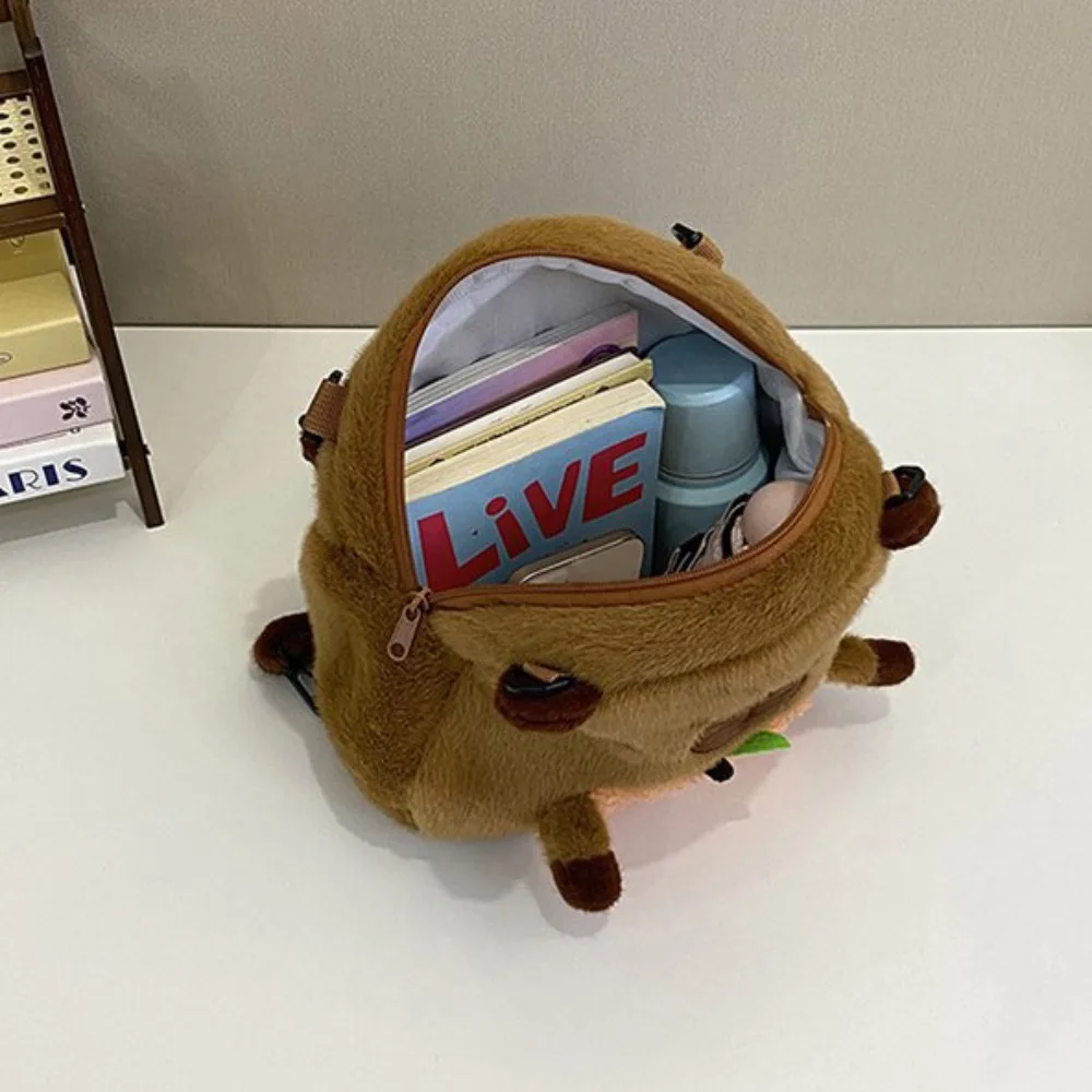 حقيبة تخزين محشوة كابيابرا حقيبة ظهر كابيابرا ناعمة خفيفة الوزن ولطيفة على شكل دمية كرتونية يوميًا #4