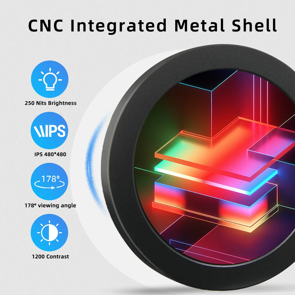 2.8 Inch Round Screen HDMI Monitor PC Case Secondary LCD 480x480 Music Spectrum Analysis CPU RAM GPU Monitor