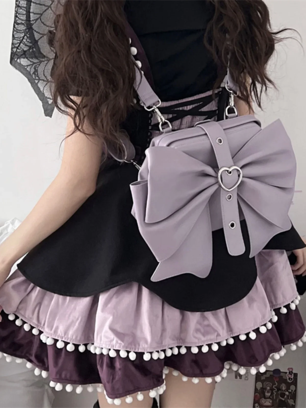 Sac à dos Kawaii à gros nœud pour femmes, sacs à dos originaux japonais, sacs à dos noirs polyvalents, sac à main pour filles, sacs pour étudiants, doux et à la mode