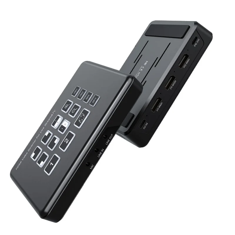 

2 Ports HDMI Video Mixer Switcher 2 Channel HDMI Video Switcher Live Streaming Broadcast Video Solution PIP MIC Line in Line Out