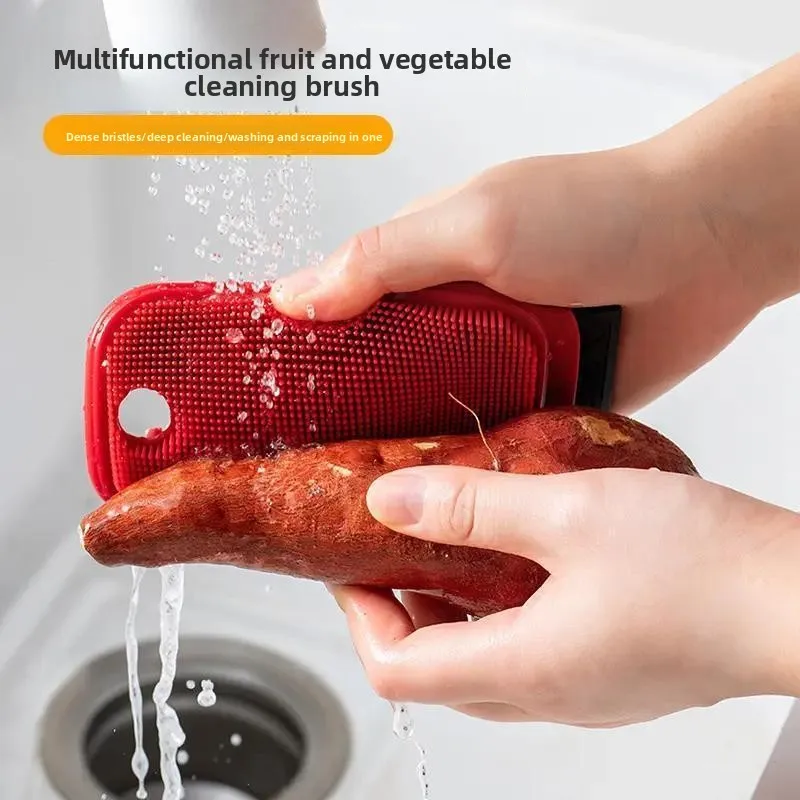 Bendable Fruit and Vegetable Cleaning Brush Set Multipurpose Kitchen Scrubber for Potatoes Carrots Corn with Hanging Hook