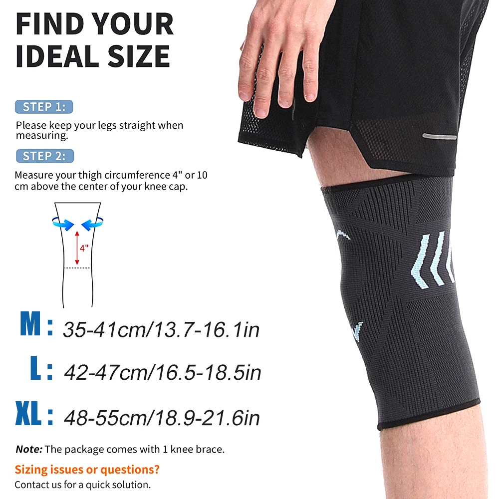 1Pcs Compression Knee Sleeve Support for Running, Arthritis, ACL, Meniscus Tear, Sports, Joint Pain Relief and Injury Recovery