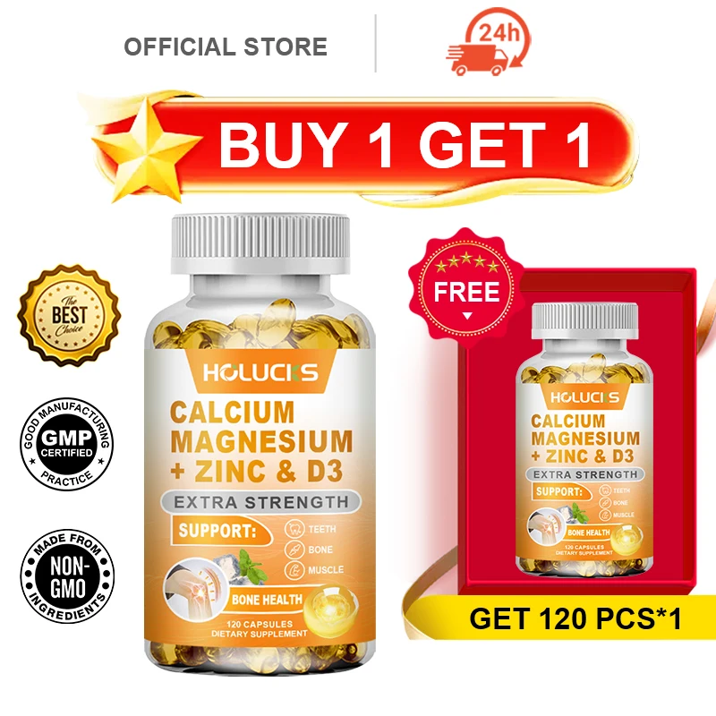 

Buy 1 Get 1 Free! Advanced Calcium Magnesium Zinc, , Supports Bone Mineralization, Muscle Contraction, Immune & Nervous Health