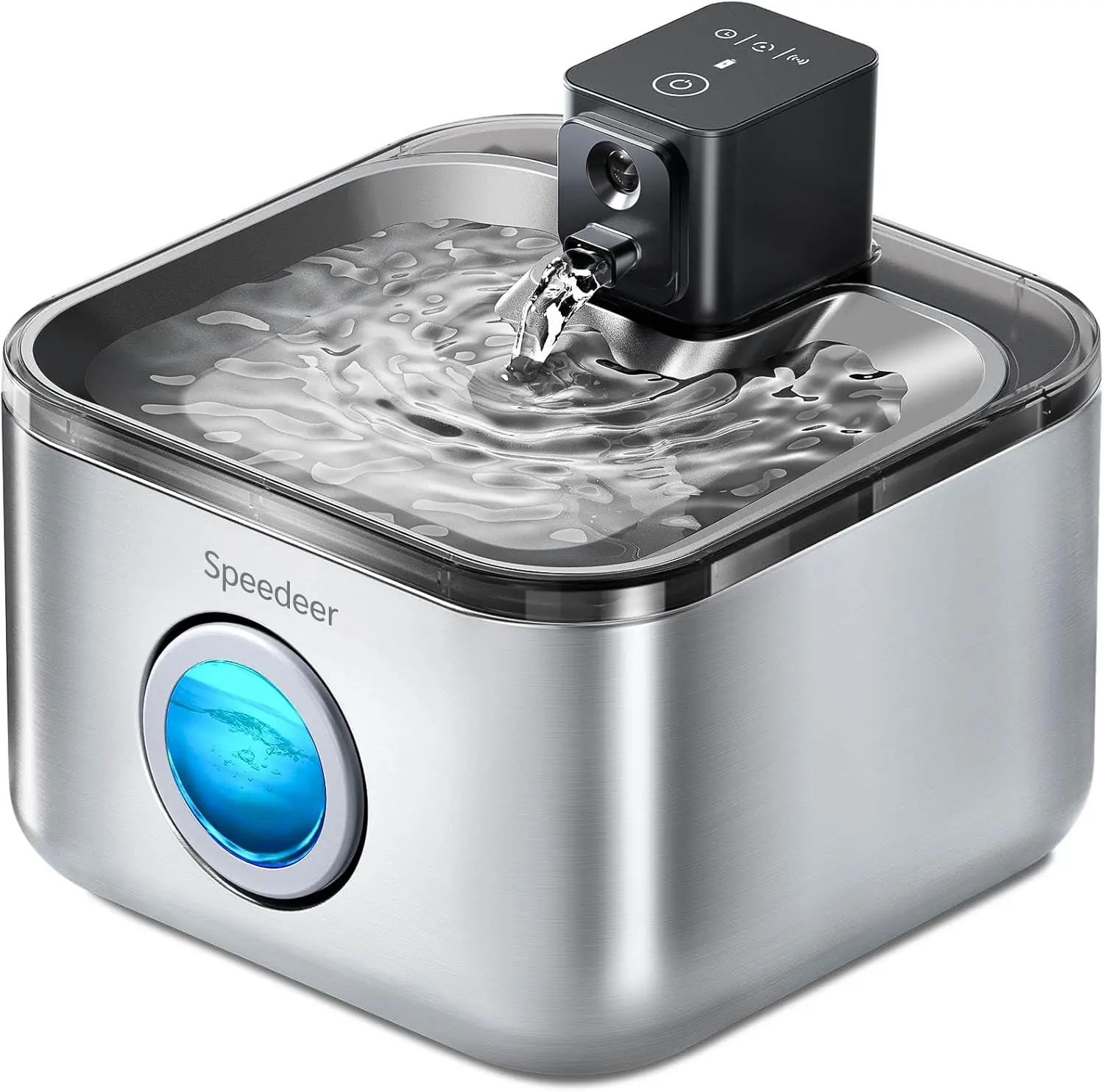 

Wireless Cat Water Fountain Stainless Steel, 135oz/4L Pet Fountain Battery Operated, Cordless Running Water Dispenser for