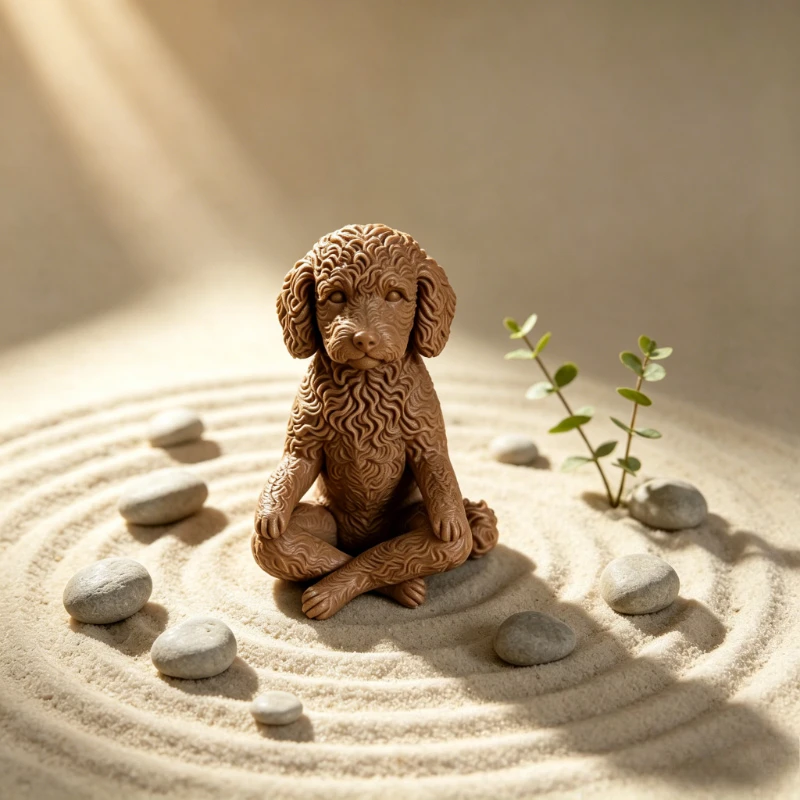 Poodle Dog Yoga Figurine Meditating Teddy Statue 3D Printing Calming Zen Ornament Decor for Pets Lovers & Meditation Yoga Spaces