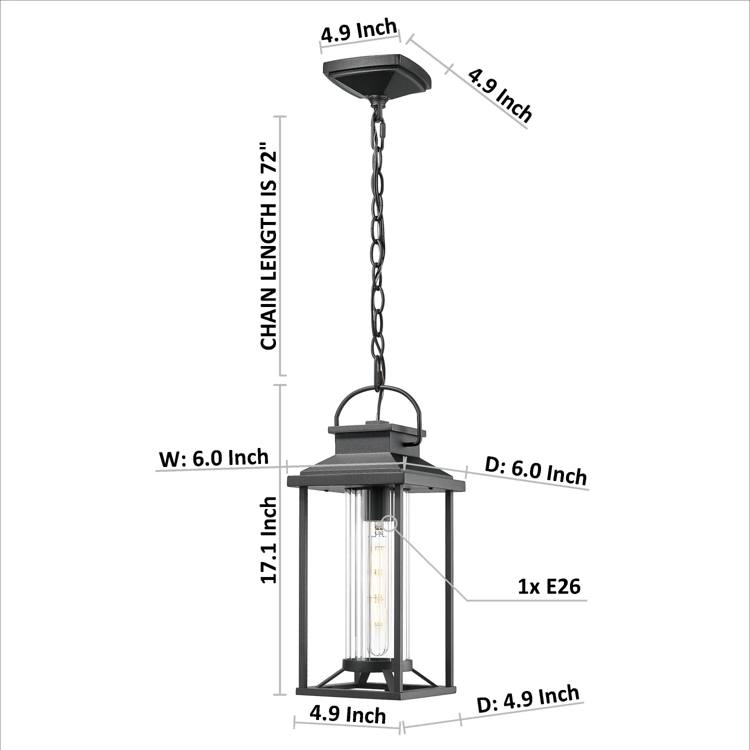 

Outdoor Pendant Lights for Porch, Black Exterior Chandelier for Gazebo, Modern Outside Hanging Lanterns Outdoor Ceiling Light Fi