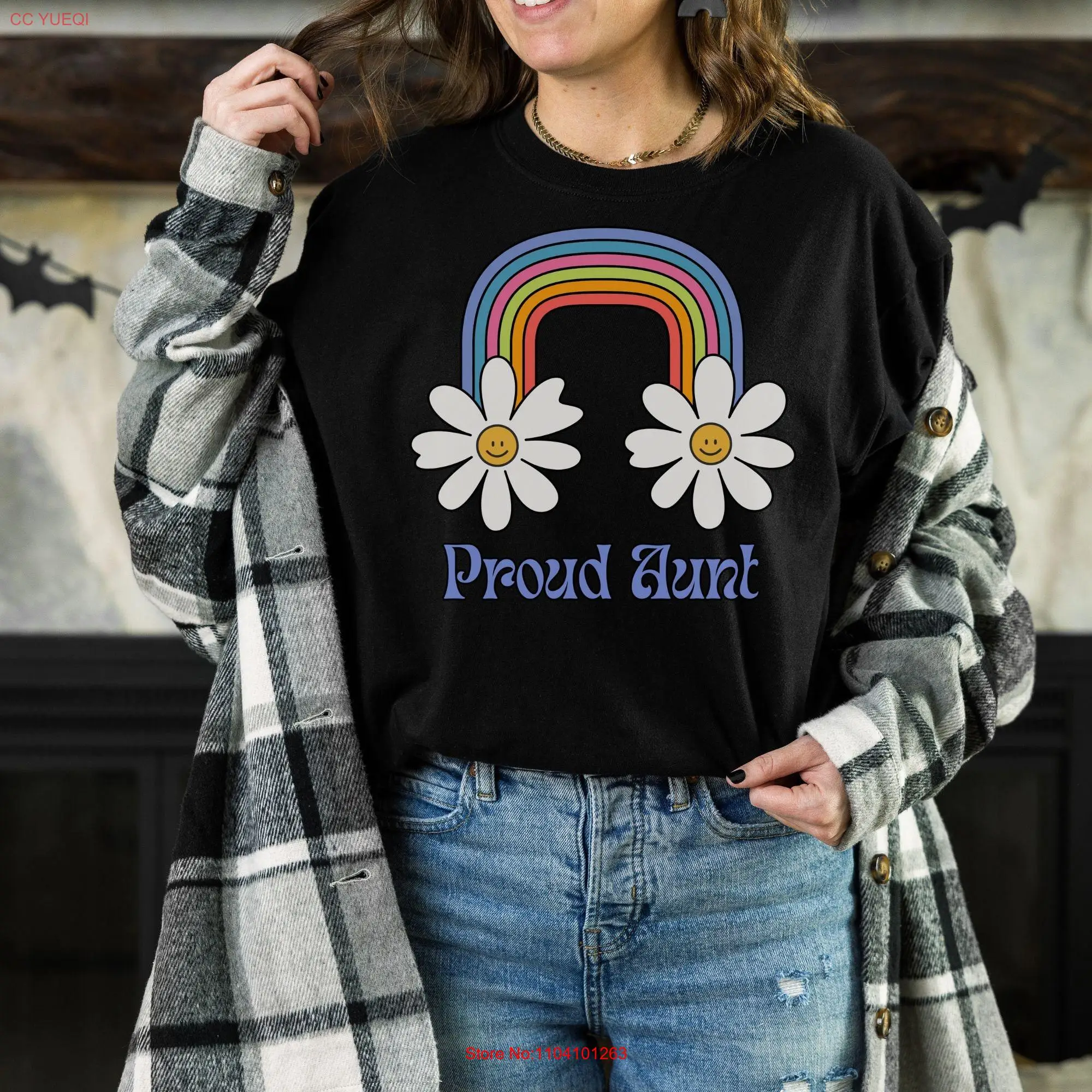 

Proud Aunt Ally T Shirt LGBTQ Rainbow Gay Rights Equality Apparel Family Pride Love is long or short sleeves