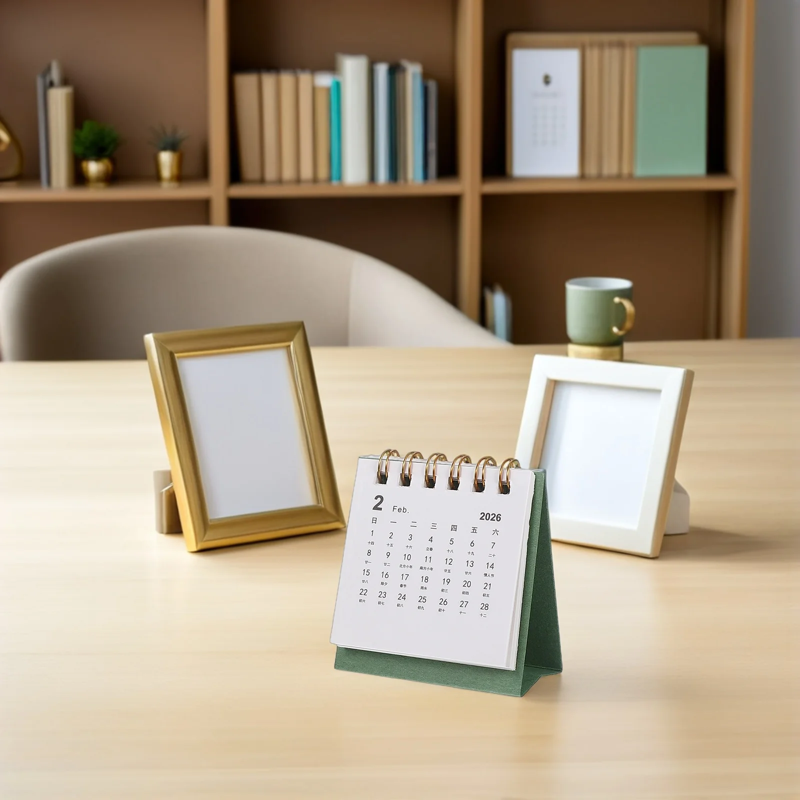 

4Pcs 2025-2026 Mini Desktop Calendar Thick Paper Standing Flip Design Compact Office Classroom Scheduling Decorative Calendar