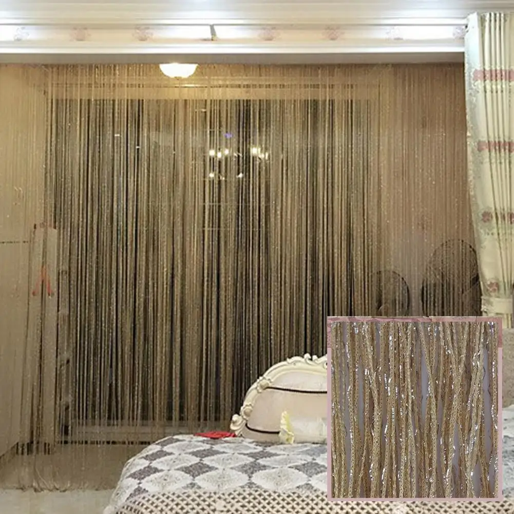 Room Divider Blind Door Strings Curtain 2x1m Glitter Door String Curtains Decorative Tassel Fringe Panels Wedding for Bedroom