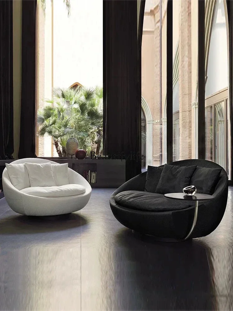 

Italian minimalist round fabric sofa living room balcony leisure chair, rotatable