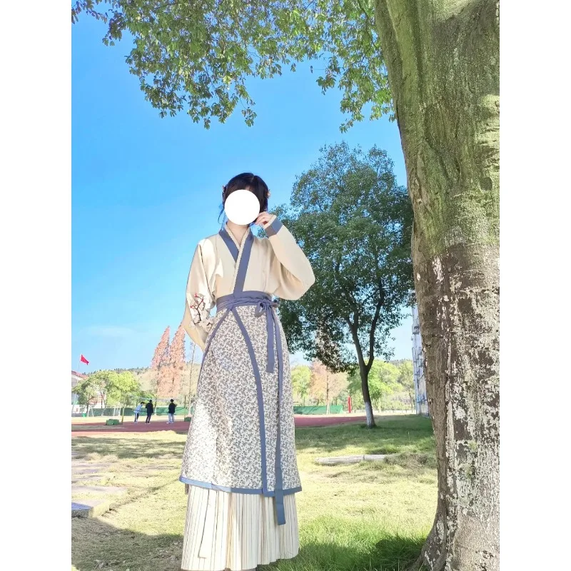 Simple Folk Style Chinese Traditional Hanfu Casual Farm Life Fairy Outfit