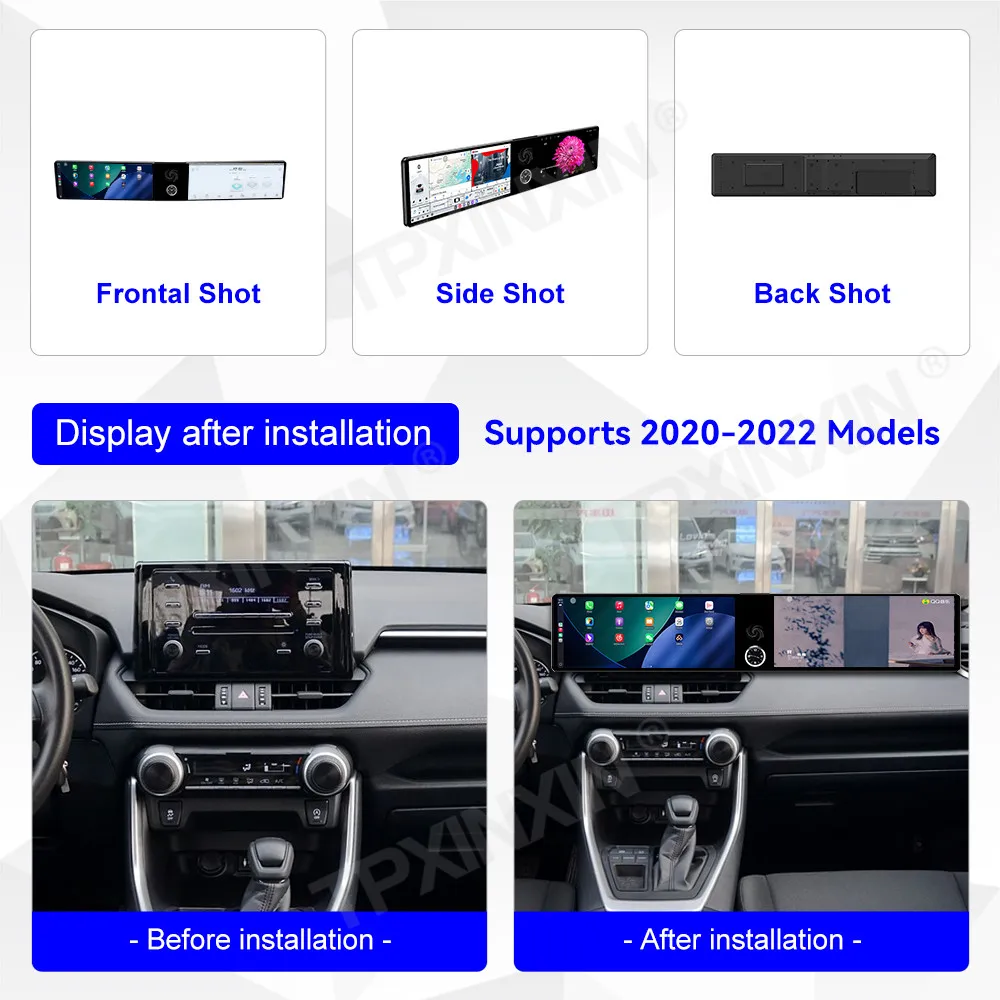 

12,3-дюймовый автомобильный радиоприемник с двойным экраном для Toyota Wildlander RAV 2020-2022, мультимедийный видеоплеер, стерео, авто GPS-навигация, головное устройство