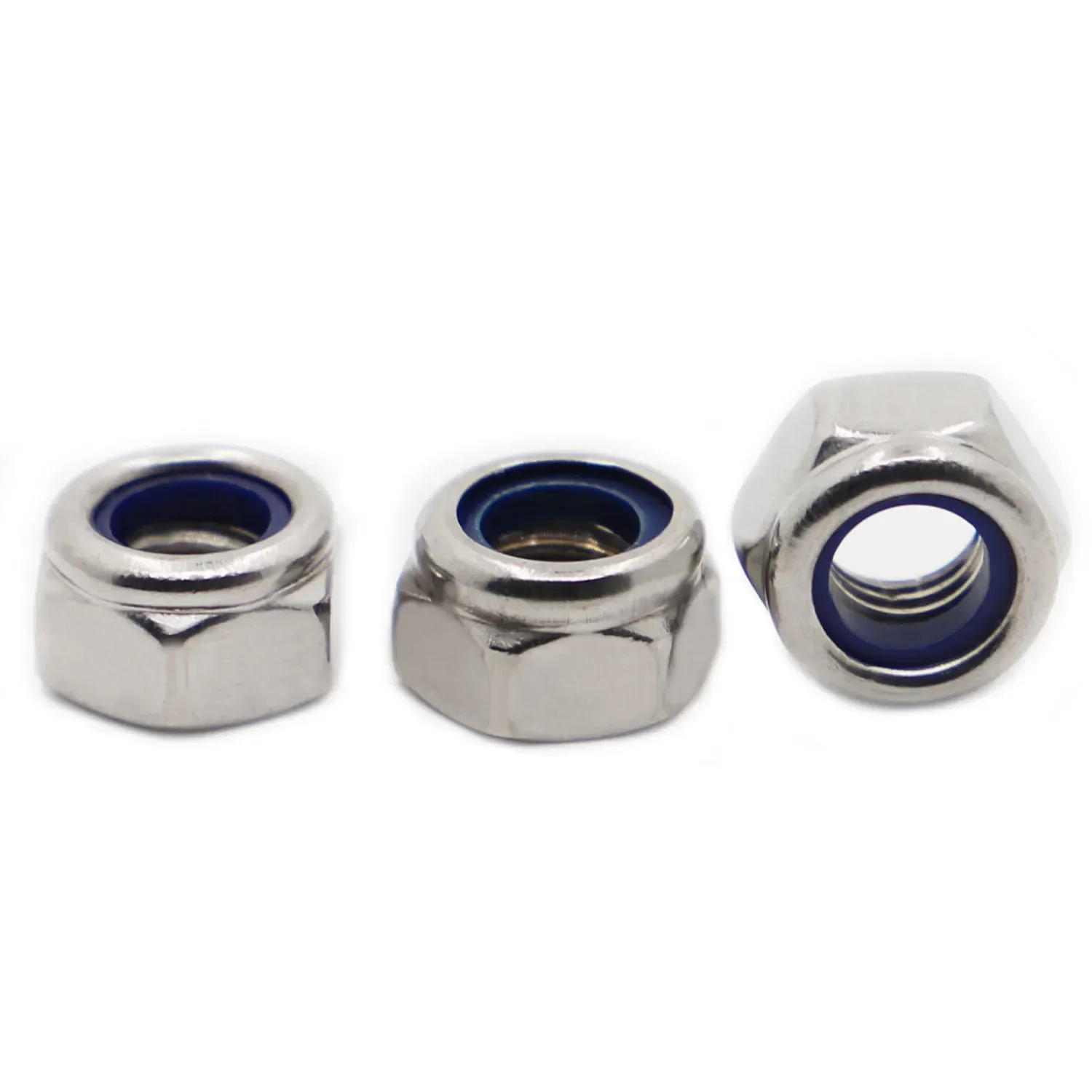 M2 M2.5 M3 M4 M5 M6 M8 M10 M12 M14 M16 DIN985 Fine Thread 304 Stainless Steel Nylon Lock Nut Hex Nylon Insert Self-locking Nut