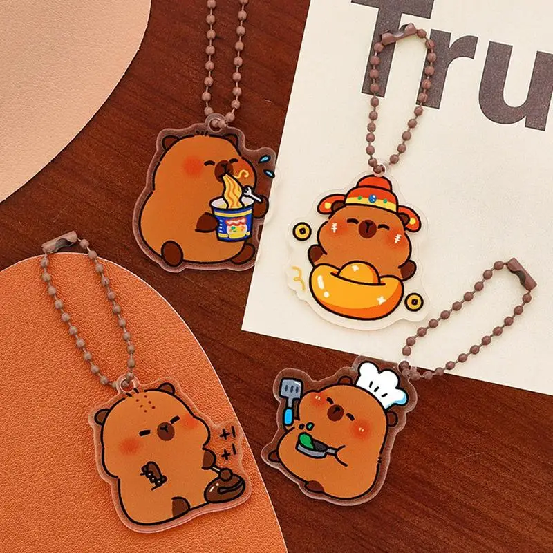 Cute Capybara Keychain Acrylic Cartoon Character Pendant INS Style Capybara Keyring Home Car Key Accessories Handbag decor