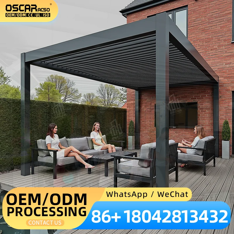 Motorized Bioclimatic Aluminium Louvered Pergola Screen Set 3x3 6x4m Factory Wholesale for Outdoor Balconies pergola
