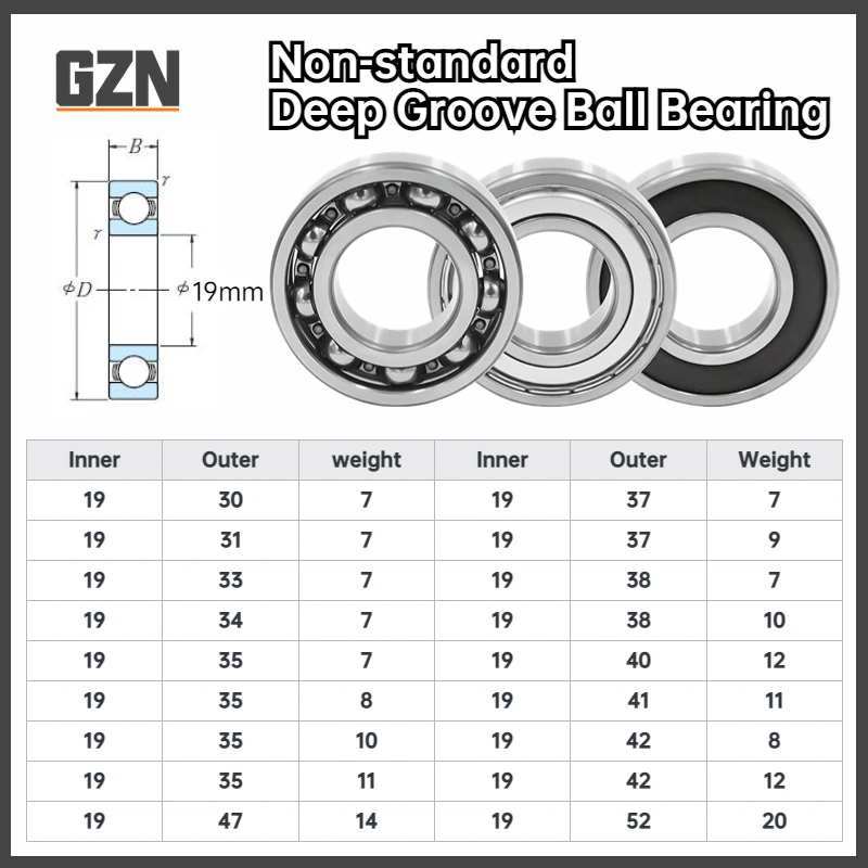 

1PCS Free Shipping Inner Diameter 19mm Non-standard Bearing Outer Diameter 30 31 32 34 35 37 38 40 41 42 47 52mm