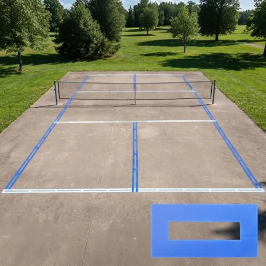 

Комплект для разметки спортивных площадок из полипропилена 44x20 футов - полноразмерный многоразовый трафарет для площадок для падел-тенниса, водонепроницаемый, прочный, для улицы