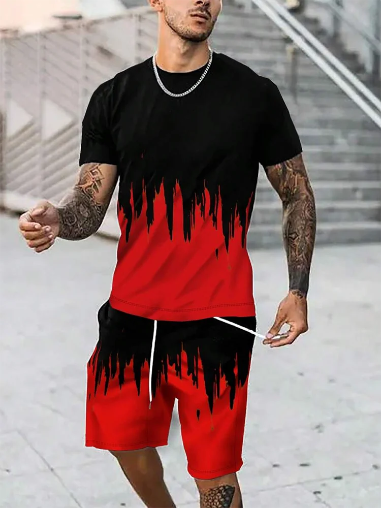 Summer Everyday Casual Men\'s T-shirt Shorts Set Urban Street Fashion Men\'s Short-sleeved Outdoor Sports Men\'s Shorts 3D Printing