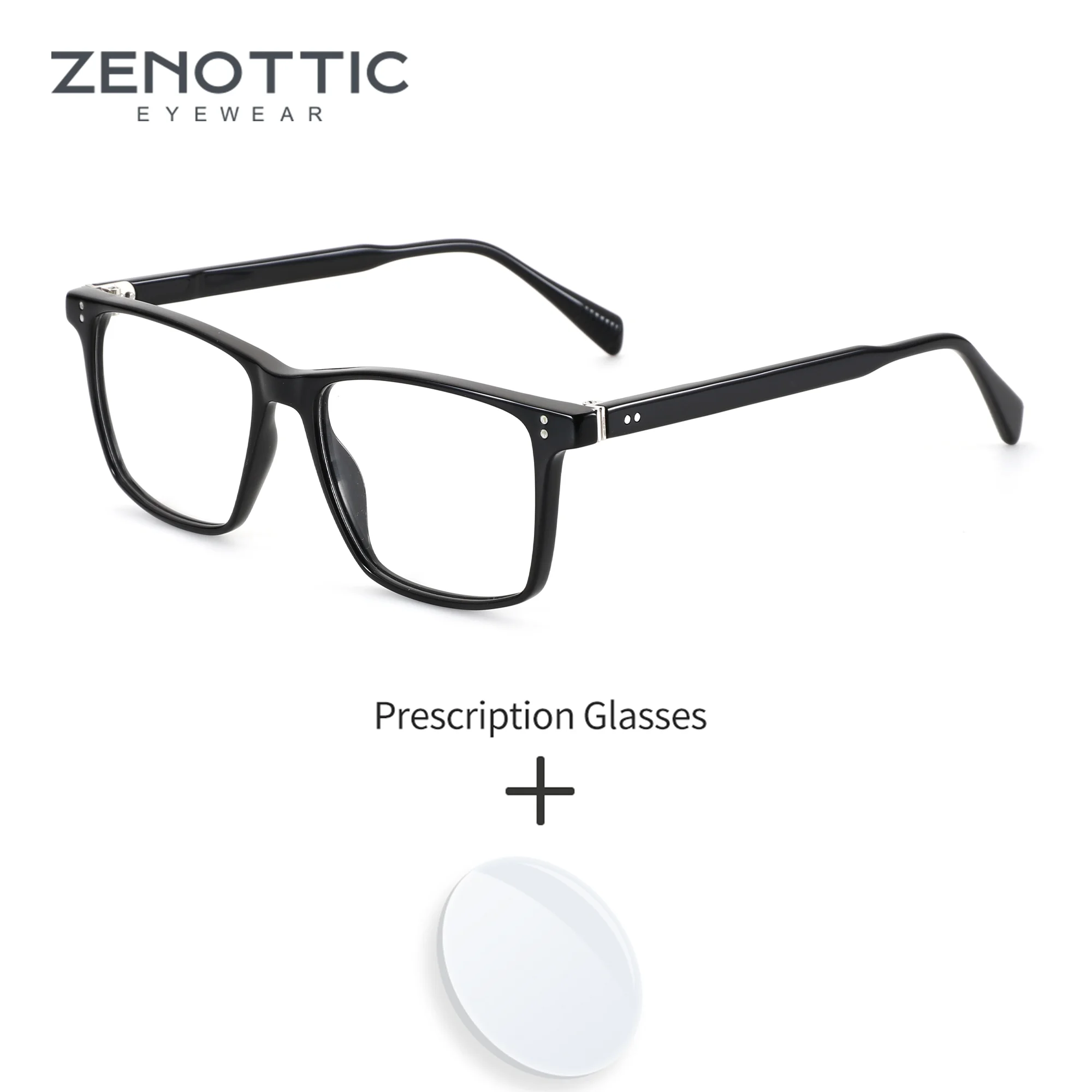ZENOTTIC Men Square Acetate Custom Prescription Glasses Multifocal Women's Grade Eyeglasses Numbered Reading Eyewear