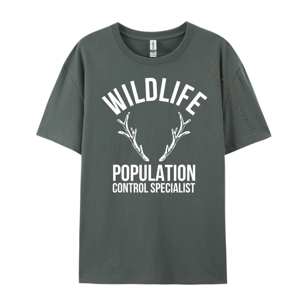 Camiseta de caza de ciervos especialista de Control de populación de vida silvestre, camiseta negra con estampado divertido, camisas naturales para hombres locos