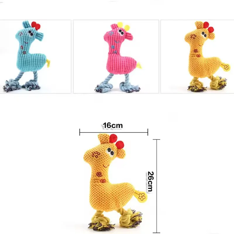 Cute Cartoon Animal Plush Pet Toy Squeaky Durable Chew Resistant Puppy Molar Interactive Play Toys Boredom Relief Dog Chewing