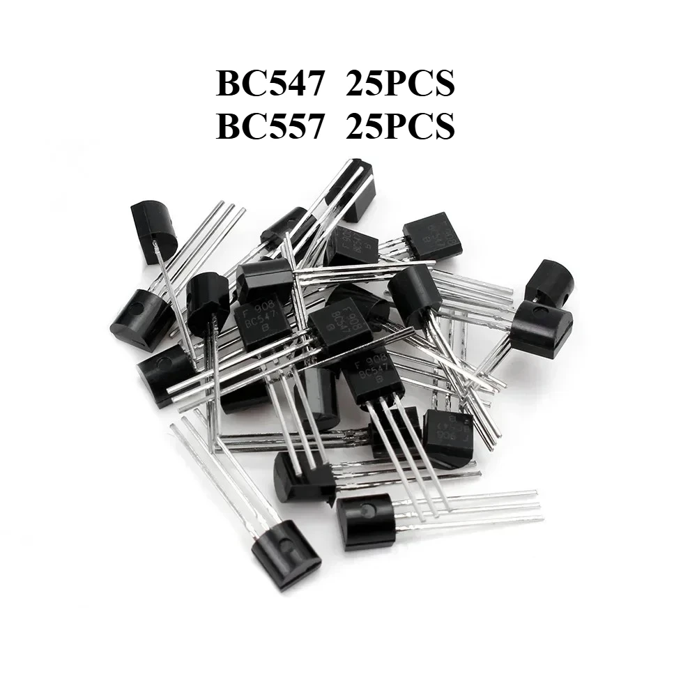 50PCS Transistors Kit BC547 BC557 Each 25pcs Transistor Kit Bc557 Bc547 Transistor NPN PNP DIY Electronic Kit